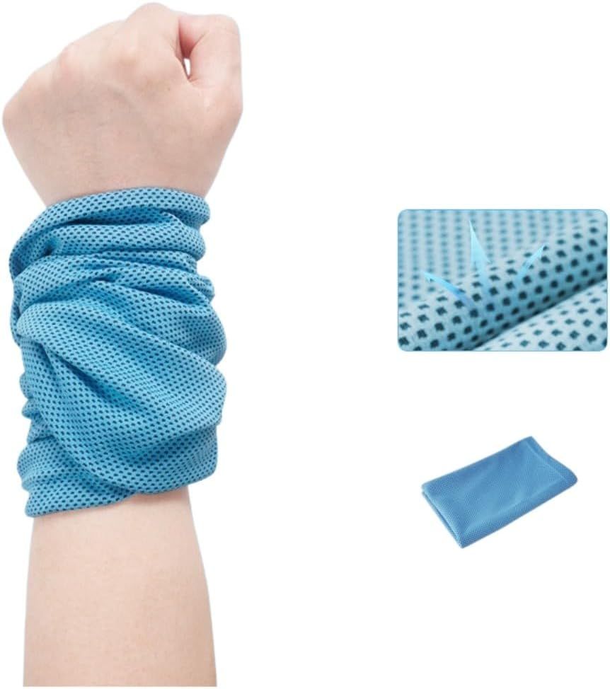 2 Pack Cooling Sport Sweat Towel, Quick Dry Ice Silk Fabric, for Gym Fitness Running Yoga Outdoor Activities, Portable Sweat Absorbing & Cooling Towel for Men Women (Sky Blue)