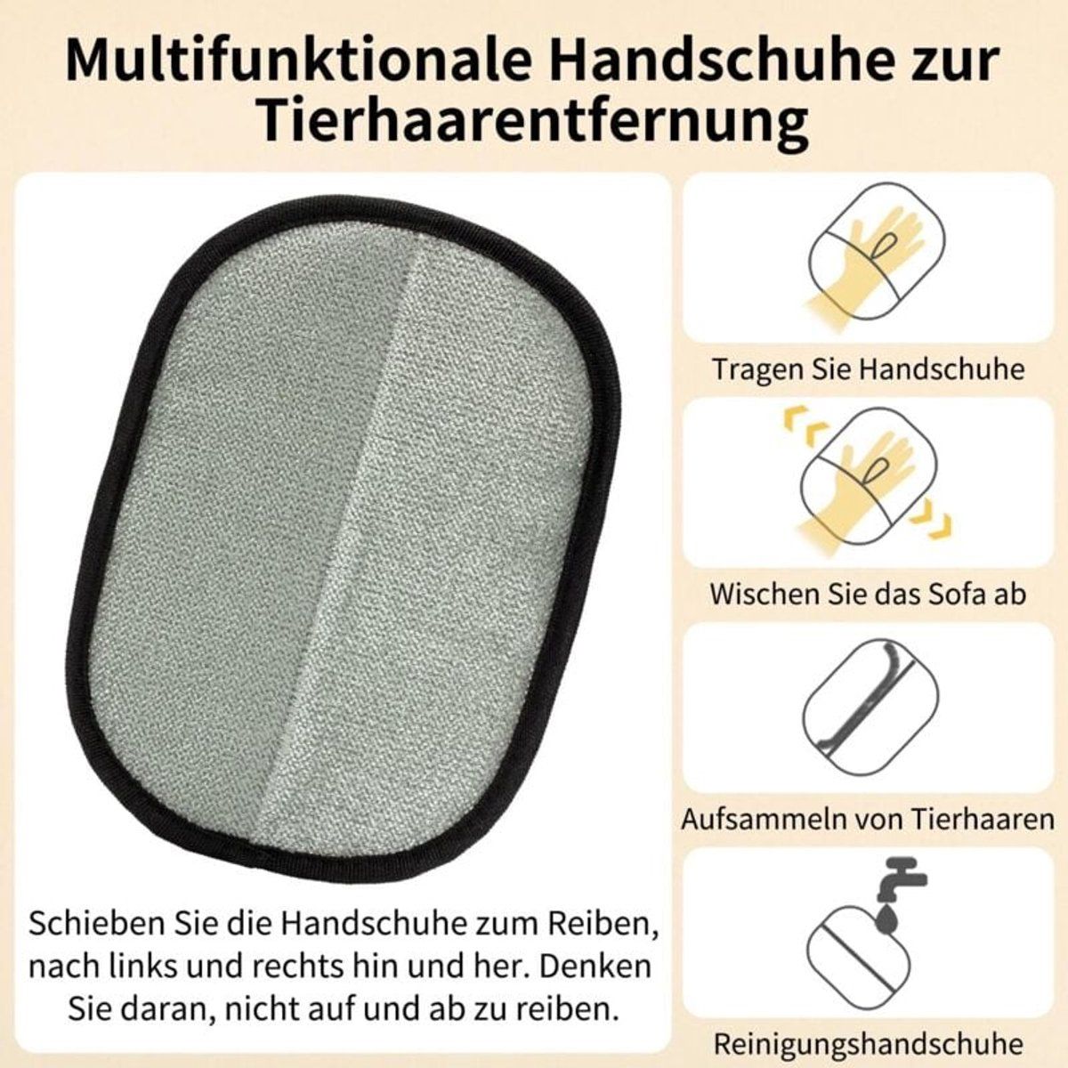 2-Piece Electrostatic Pet Hair Removal Gloves for Cats and Dogs, Reusable Washable Grooming Mitt for Furniture Clothing and Car Seats