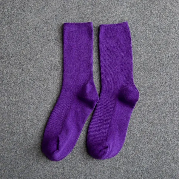 Dark Purple Harajuku Pile Tube Socks for Women, 80% Cotton Nylon Blend, Boots Cosplay Gothic Japanese Style, Size 34-42 EUR with Thick Cushion