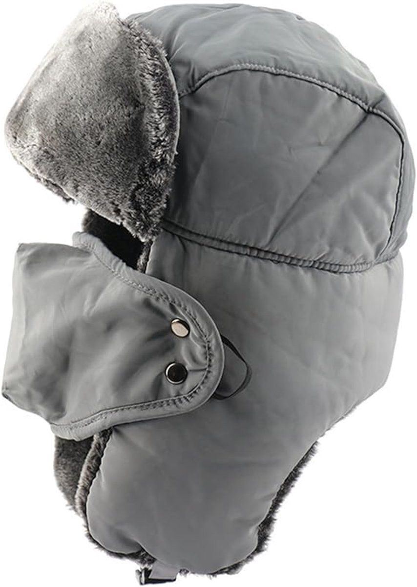 Winter Hat, Pilot Hat, Ushanka, Russian Hat, With Ear Flaps, for Cold Weather, Travel and Daily Winter Wear, 56-59 cm, Grey