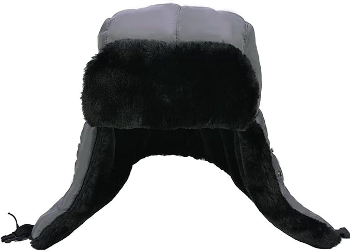 Winter Hat, Pilot Hat, Ushanka, Russian Hat, With Ear Flaps, for Cold Weather, Travel and Daily Winter Wear, 56-59 cm, Grey