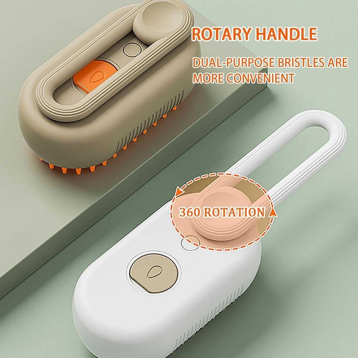 Cat Comb, Dog Brush for Long Hair, 3-in-1 Steam Detangling Brush for Cats and Dogs, Reduces Loose Hair, Coffee