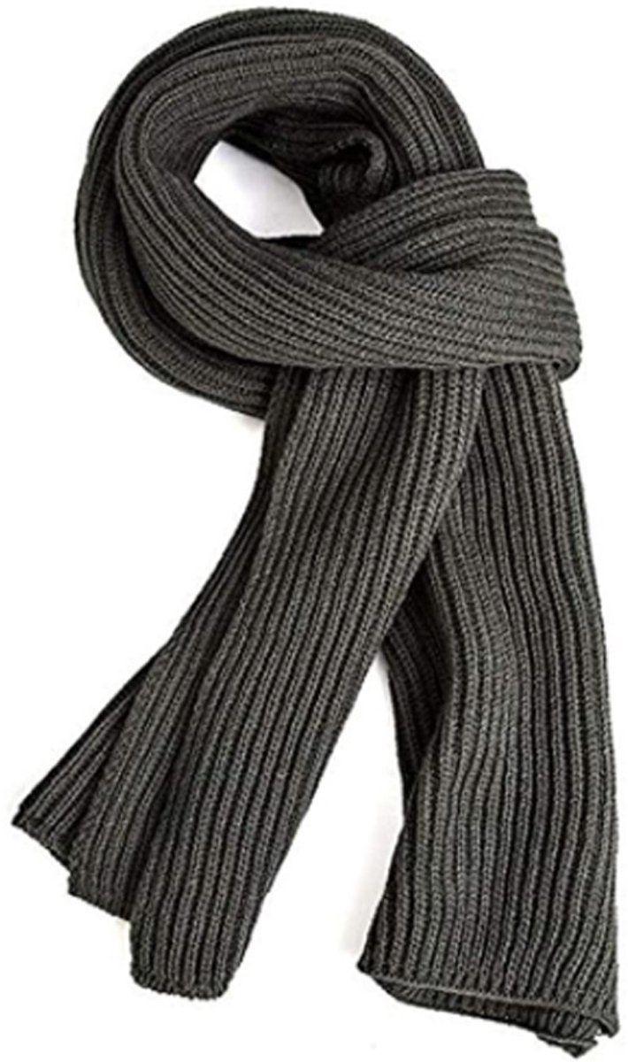 Knitted Scarf, Warm Winter Scarf, Women's Scarf, Solid Scarf, Long Scarf, for Cold Weather, Travel and Daily Winter Wear, 185 x 30 cm, Grey