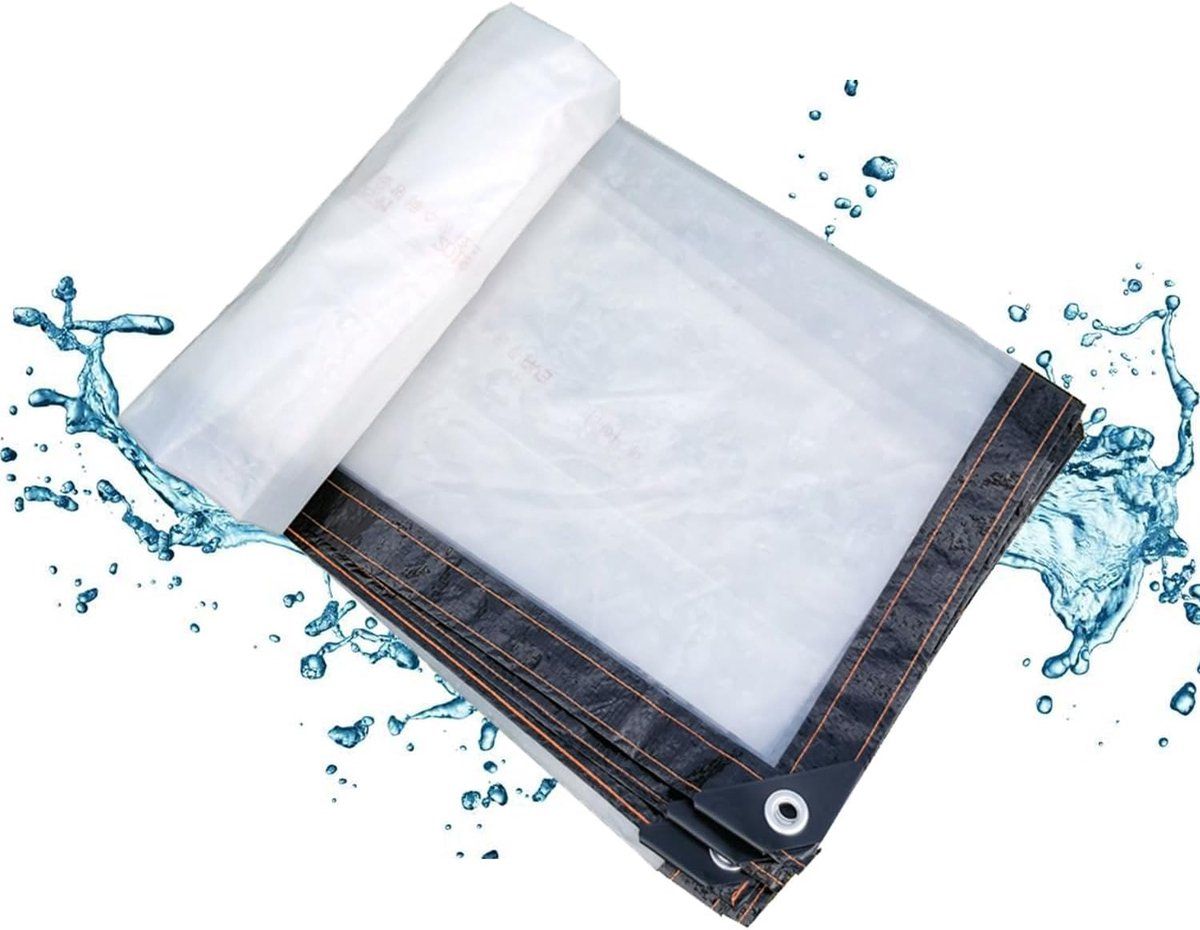 Waterproof Transparent Tarpaulin with Reinforced Edges, Durable Weather Resistant Cover for Furniture, Roofs and Outdoor Use, 1 x 2 m