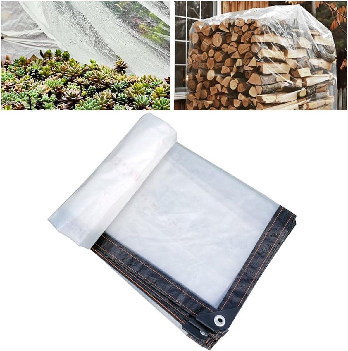 Waterproof Transparent Tarpaulin with Reinforced Edges, Durable Weather Resistant Cover for Furniture, Roofs and Outdoor Use, 1 x 2 m