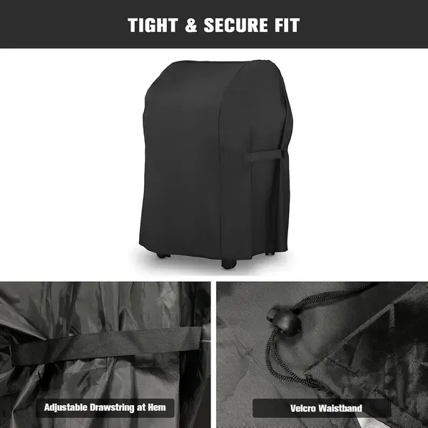 1 Piece Waterproof BBQ Grill Cover, UV-Resistant Oxford Fabric Outdoor Protector with Drawstring Closure, Black, 67 x 77 x 110 cm