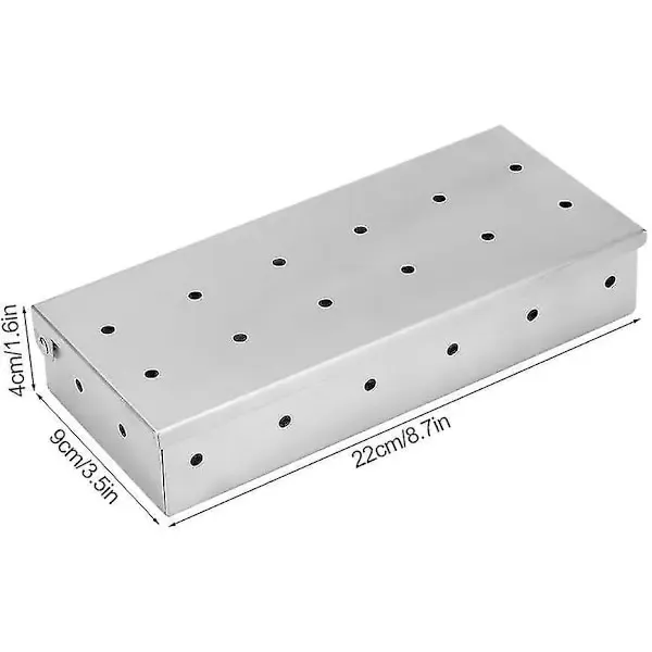 Stainless Steel BBQ Smoker Box, Ventilated Wood Chip Box for Outdoor Grilling, Meat and Fish Smoking, Silver, 22 x 9 x 4 cm