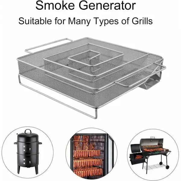 Cold Smoke Generator, Stainless Steel Spiral Smoker Maze for Wood Chips, Gas and Charcoal Grills, Silver, 15 x 15 x 4 cm