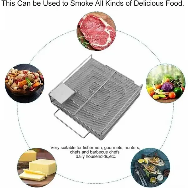 Cold Smoke Generator, Stainless Steel Spiral Smoker Maze for Wood Chips, Gas and Charcoal Grills, Silver, 15 x 15 x 4 cm