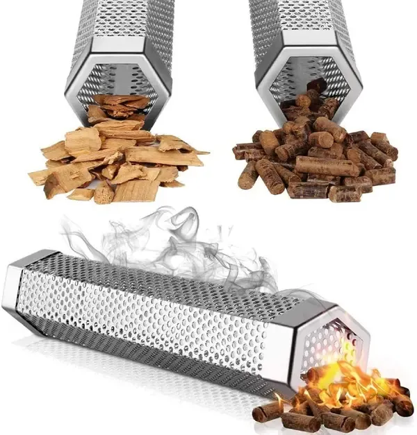 30 cm Pellet Smoker Tube, 304 Stainless Steel BBQ Wood Chip Box for Hot and Cold Smoking on Gas and Charcoal Grills