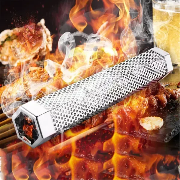 30 cm Pellet Smoker Tube, 304 Stainless Steel BBQ Wood Chip Box for Hot and Cold Smoking on Gas and Charcoal Grills