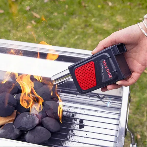 Portable Electric BBQ Fan, ABS Handheld Charcoal Fire Blower for Grills, Picnics, Camping and Fireplaces, Black, 17.2 cm