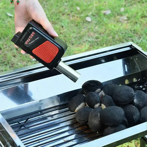 Portable Electric BBQ Fan, ABS Handheld Charcoal Fire Blower for Grills, Picnics, Camping and Fireplaces, Black, 17.2 cm