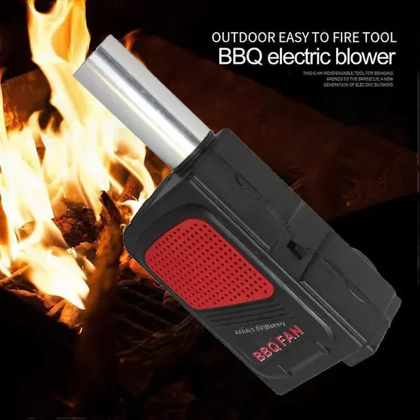 Portable Electric BBQ Fan, ABS Handheld Charcoal Fire Blower for Grills, Picnics, Camping and Fireplaces, Black, 17.2 cm