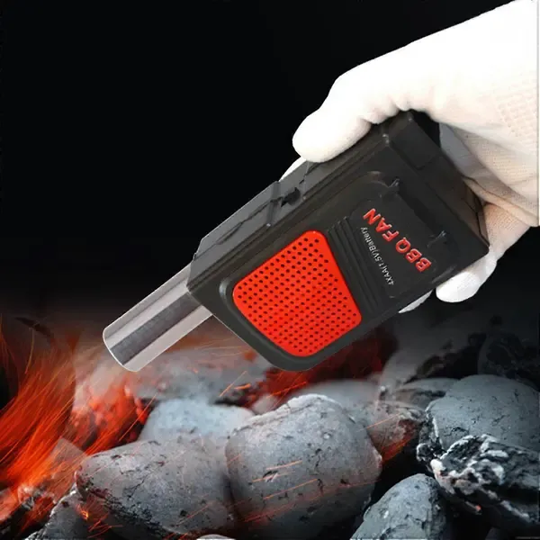 Portable Electric BBQ Fan, ABS Handheld Charcoal Fire Blower for Grills, Picnics, Camping and Fireplaces, Black, 17.2 cm