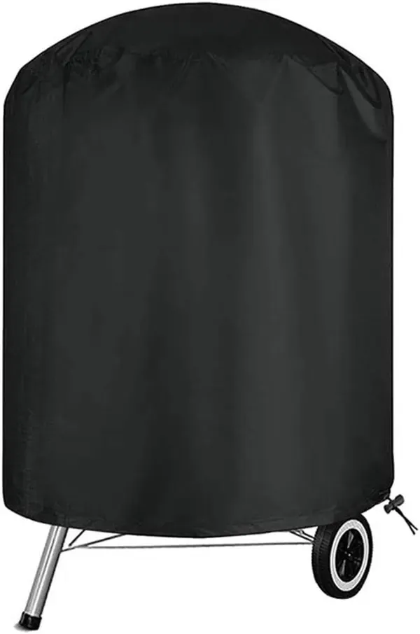 1 Piece 210D Oxford Charcoal Grill Cover, Waterproof Windproof Outdoor BBQ Protector with Drawstring, Black, 61 x 72 cm