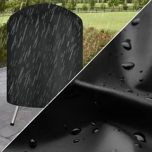1 Piece 210D Oxford Charcoal Grill Cover, Waterproof Windproof Outdoor BBQ Protector with Drawstring, Black, 61 x 72 cm