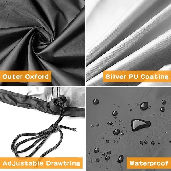 1 Piece 210D Oxford Charcoal Grill Cover, Waterproof Windproof Outdoor BBQ Protector with Drawstring, Black, 61 x 72 cm