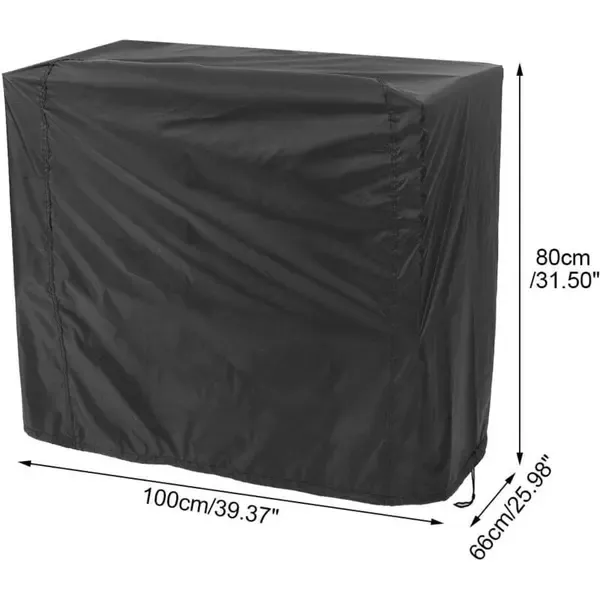 1 Piece Square BBQ Grill Cover,210D Waterproof Oxford Fabric UV-Resistant Outdoor Protector with Secure Strap, Black, 80 x 66 x 100 cm