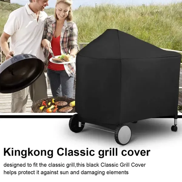 Waterproof Grill Cover with Velcro Straps Compatible with Weber Performer Premium and Deluxe 22 Inch Charcoal Grills, 124 x 65 x 101 cm