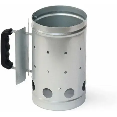 Charcoal Chimney Starter for Charcoal Grills, Galvanized Steel with Cool Touch Bakelite Handle, Outdoor BBQ, Grey, 15.8 x 15.8 x 27 cm