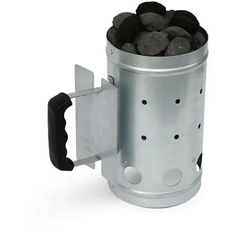 Charcoal Chimney Starter for Charcoal Grills, Galvanized Steel with Cool Touch Bakelite Handle, Outdoor BBQ, Grey, 15.8 x 15.8 x 27 cm