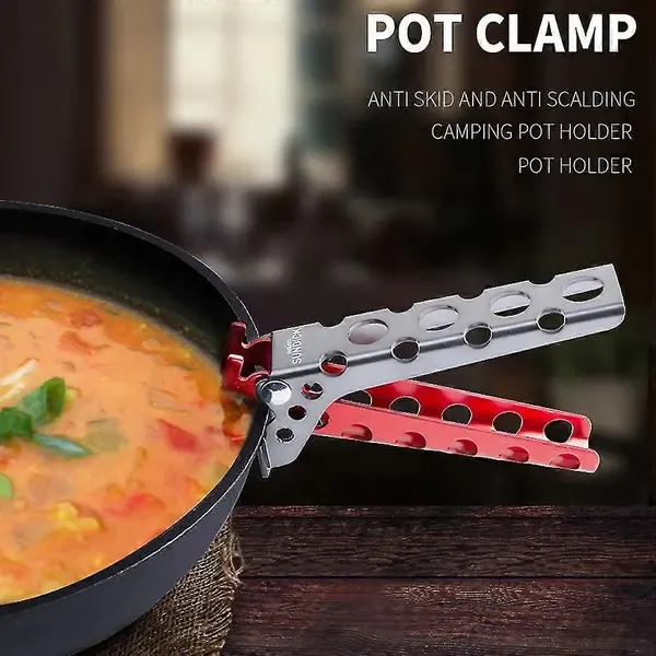 Aluminum Pot Gripper Foldable Lightweight Cooking Handle Clamp for Camping Kitchen Cookware Black 12.5 cm