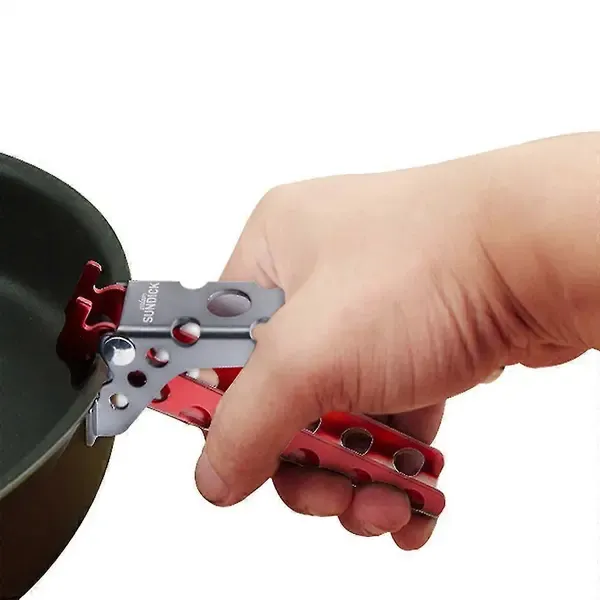 Aluminum Pot Gripper Foldable Lightweight Cooking Handle Clamp for Camping Kitchen Cookware Black 12.5 cm