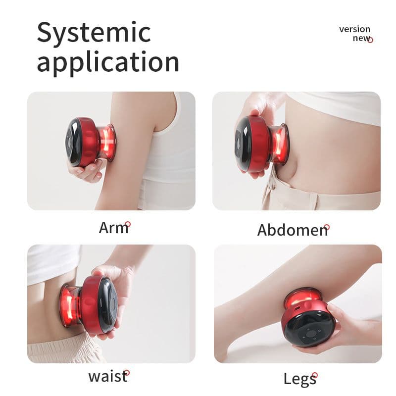 Electric Cupping Therapy Device 4-in-1 Heat Suction Red Light Muscle Pain Relief Compact Home Massage Red Black