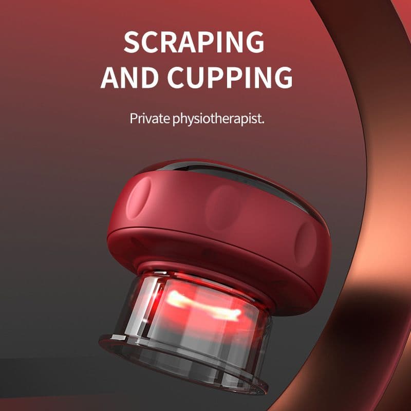 Electric Cupping Therapy Device 4-in-1 Heat Suction Red Light Muscle Pain Relief Compact Home Massage Red Black