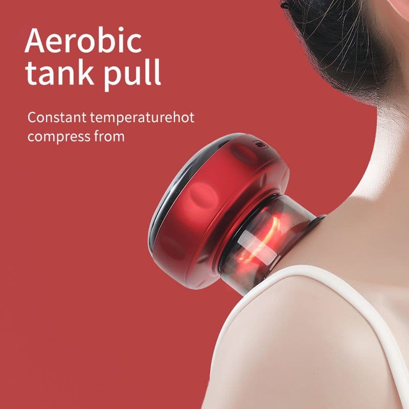 Electric Cupping Therapy Device 4-in-1 Heat Suction Red Light Muscle Pain Relief Compact Home Massage Red Black