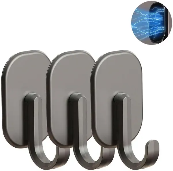 3 Pack ABS Magnetic Hooks with Strong Refrigerator Mounts for Grills, Safes, Kitchens and Small Home Storage, Black, 3.8 x 3.2 x 6.5 cm