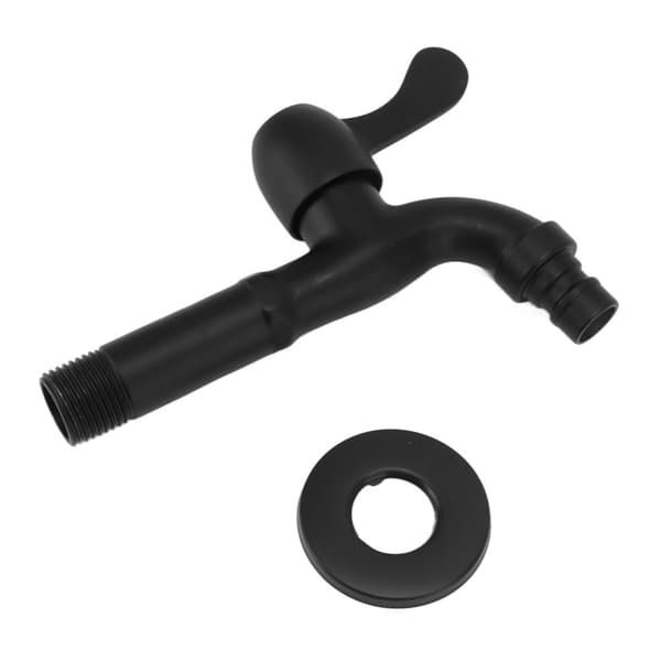 304 stainless steel wall mounted washing machine faucet- long single cold water tap, cold water use, Black Finish