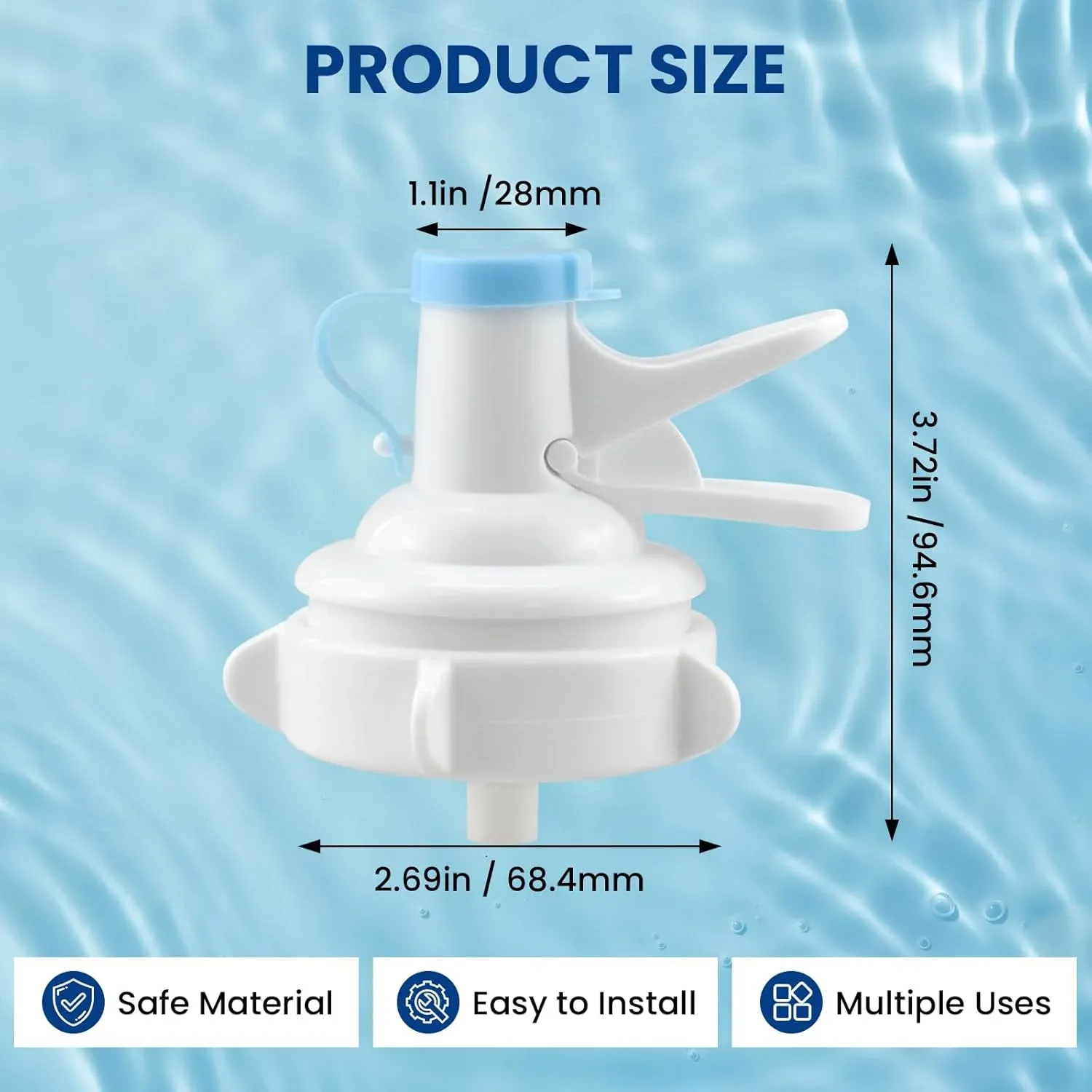 5 Gallon Water Dispenser Valve Reusable Plastic Spigot Faucet for 55mm Non Threaded Crown Top Jugs and Bottles, 2 Pack