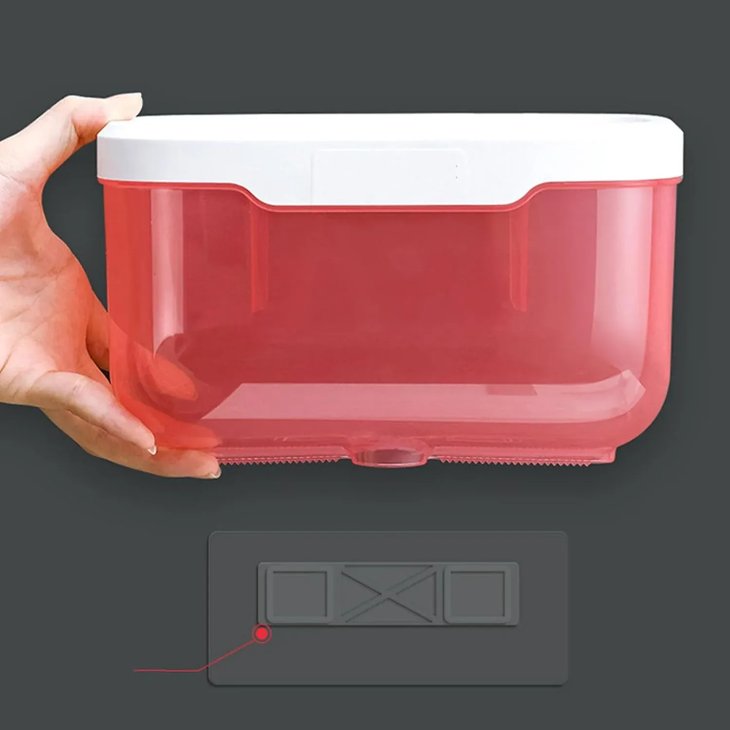 Enclosed Toilet Paper Holder with Cover, Wall Mounted Clear Plastic Roll Protector for Bathroom, Holds Phone and Wipes, Pink