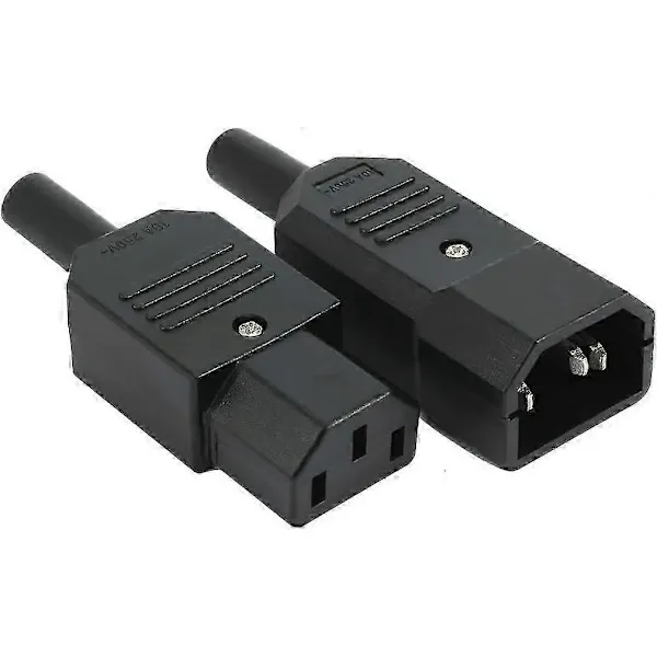 1 pair AC250V 10A IEC C14 male C13 female, 3 pin terminals Inline adapter contact power socket, Copper material