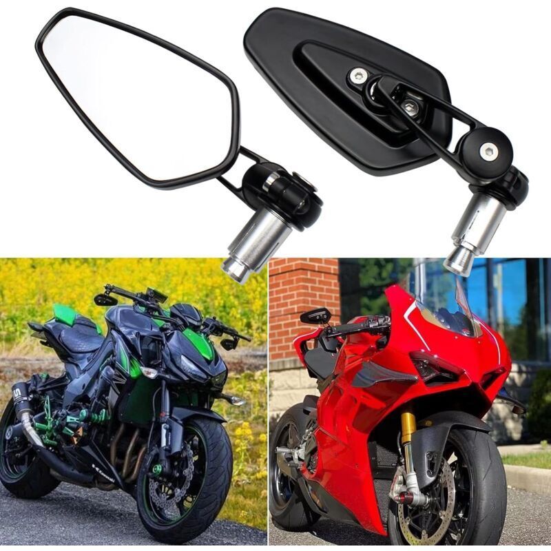 2 pc Motorcycle Handlebar Rearview Mirrors Motorbike Rear View Mirrors for XJ6 MT01 MT03 MT07 MT09 (Black), driving view recording, Black Color