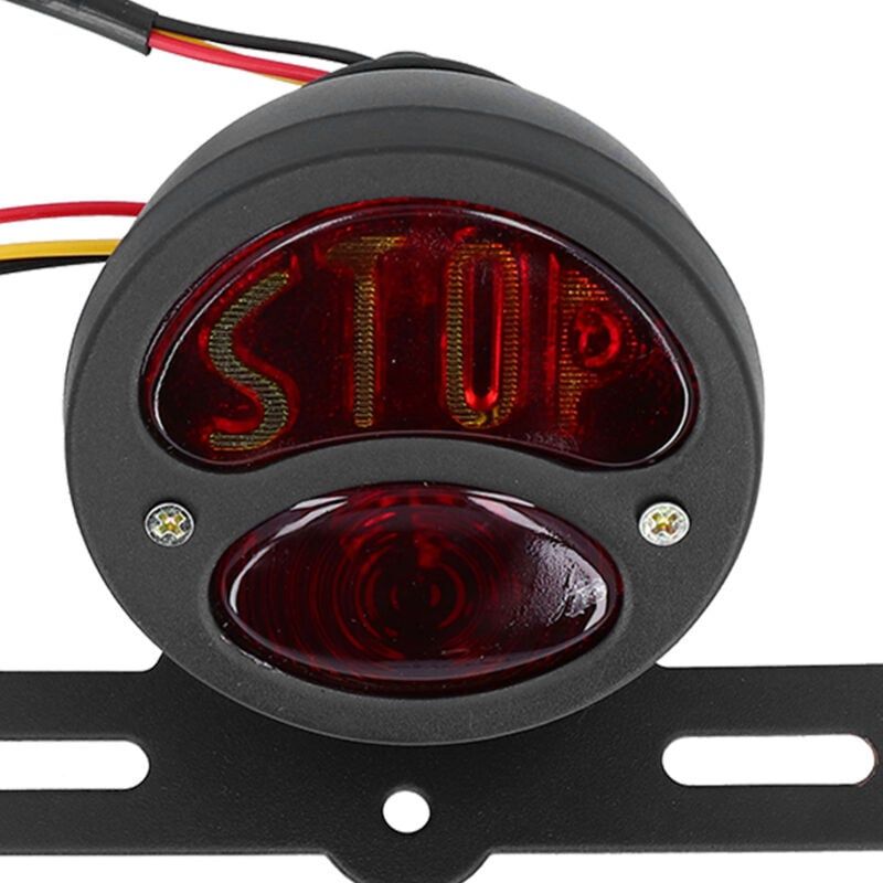 DC12V Vintage Tail Light Brake Stop Light with License Plate Bracket Universal for Yamaha Motorcycle, ABS + Metal material