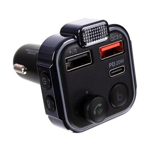 Bluetooth FM Transmitter & Charger 20w - For the car - Car charger, Aluminum + Plastic material, wireless audio upgrade