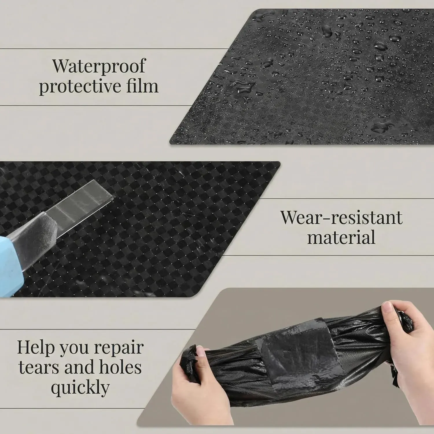 RV Underbelly Tape, Corrugated Waterproof Thick Adhesive Patch for Camper Travel Trailer Mobile Home Tear Repair, Black 2 Pack, 4 Inch X 66 Feet Size
