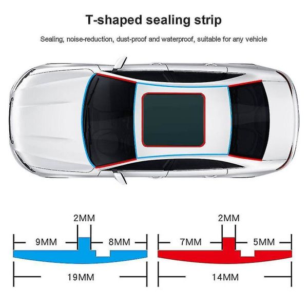 Car Rubber Edge Sealing Strip for Roof Window Door and Protective Trim, Noise Dust Rain Reduction, 19mm x 2m Black Trim