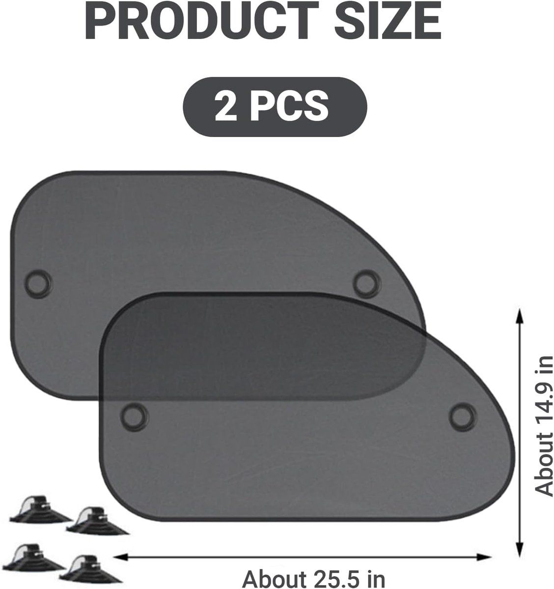 2 Pieces, Car Sunshade, Baby Car Sunshade, Car Sun Protection, Heat-insulating curtain for side windows, UV protection, 65 x 38 cm, Black