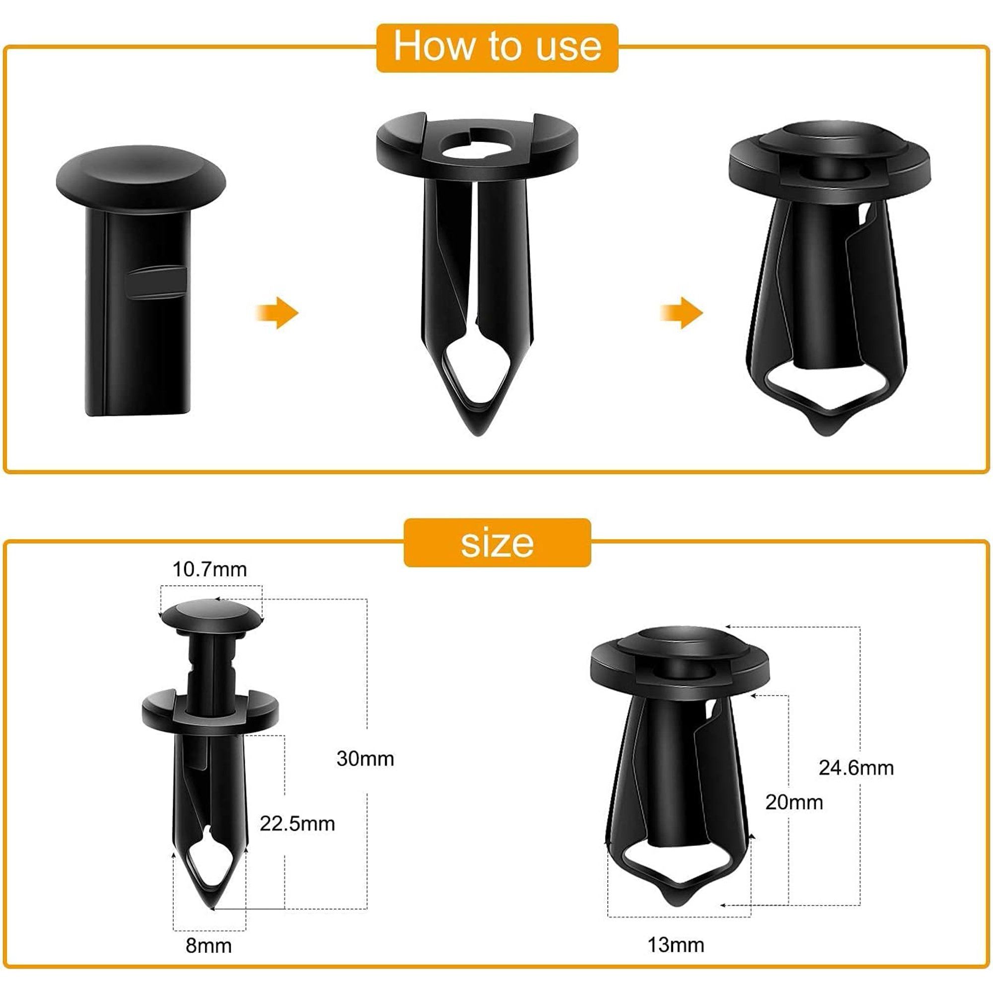 35 Pieces Engine Under Cover Splash Shield Guard Body Bolts, Bumper Fender Liner Push Retainer Fastener Rivet Clips, Black
