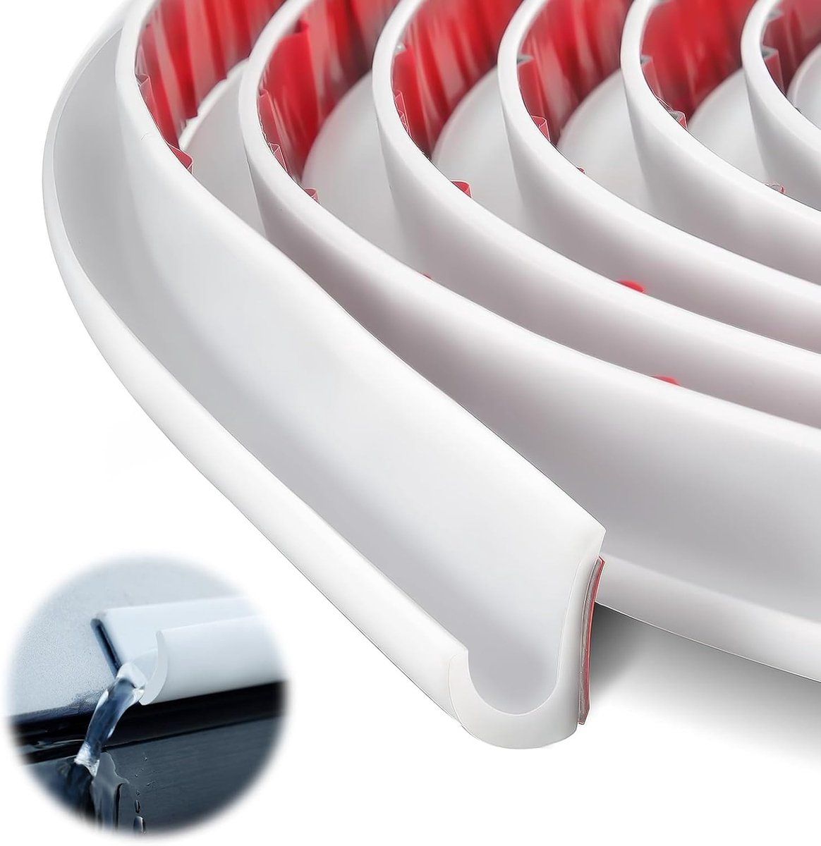 J Shape Rain Gutter, 5 m, Rain Gutter for Motorhomes, shaped, Rain Deflector, Self, Adhesive, Roof Rain Drain Strip for Truck, Boat, White