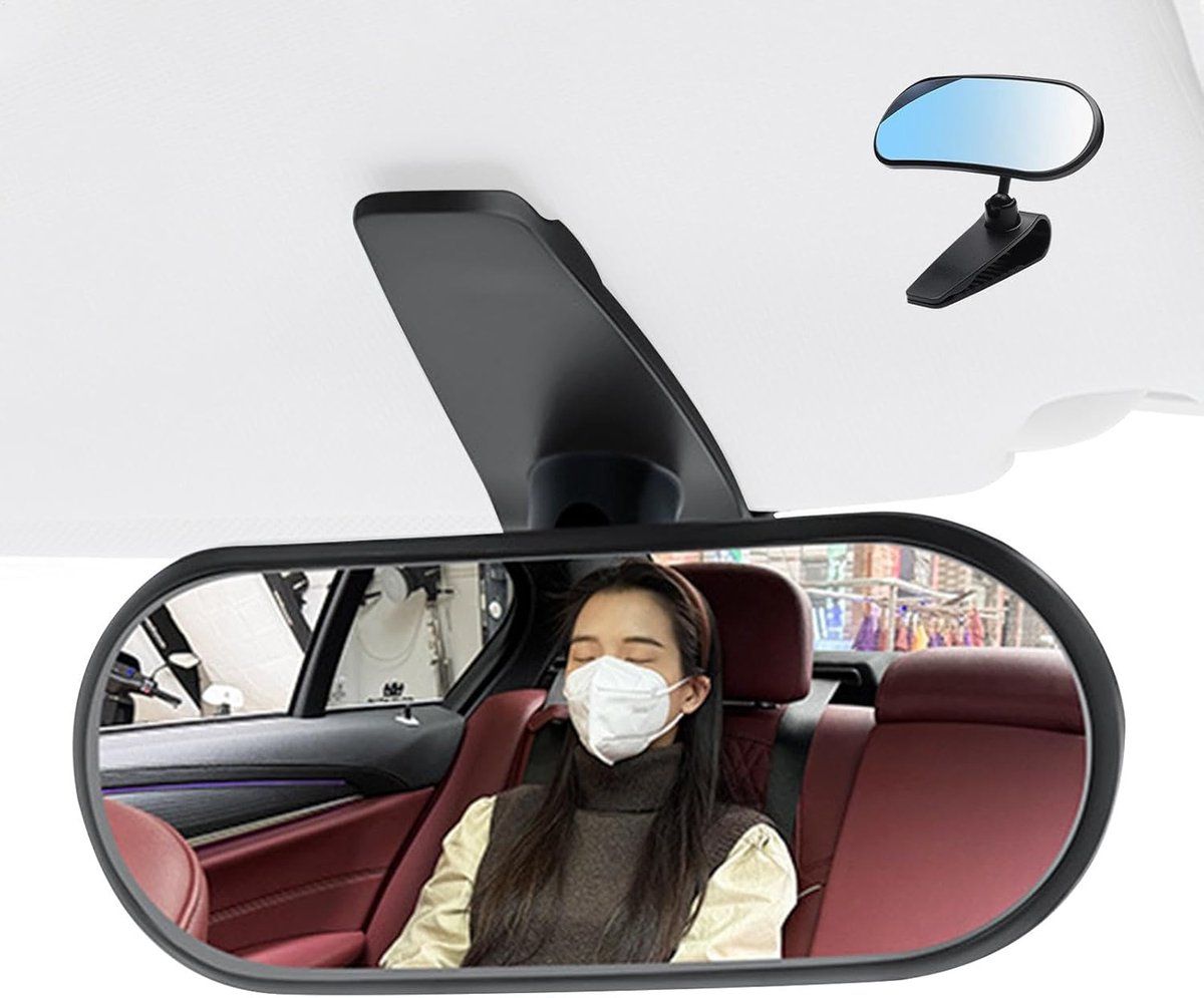 Baby Car Mirror with Wide Angle HD View, 360 Degree Adjustable Sun Visor Mirror for Rear-Facing Child Seats and Night Driving, 13.7 x 5.7 cm
