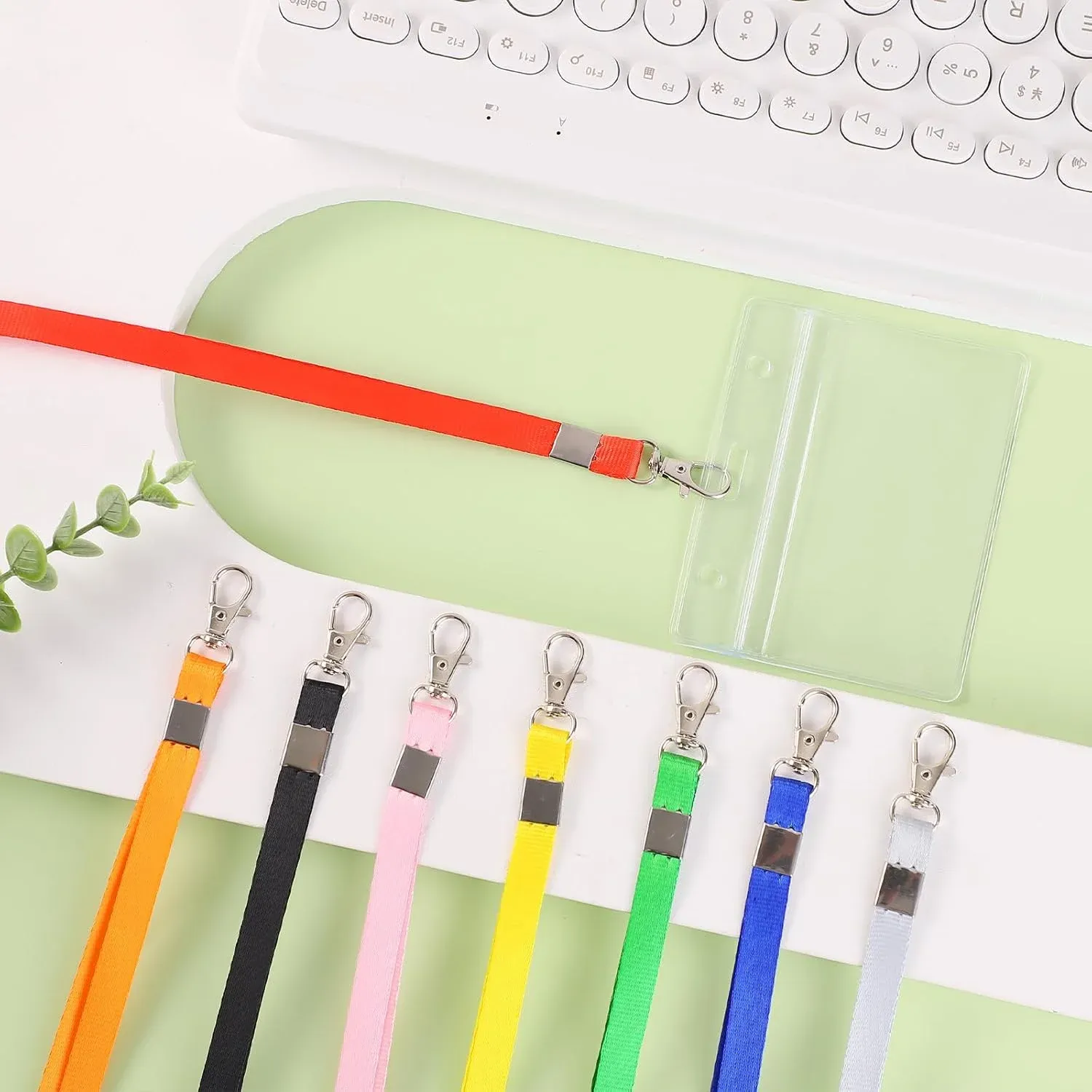 24 Pcs Name Tag Lanyards with Horizontal ID Holders, Waterproof Badge Holders and Swivel Hooks for School Office Team Workers, Multicolor