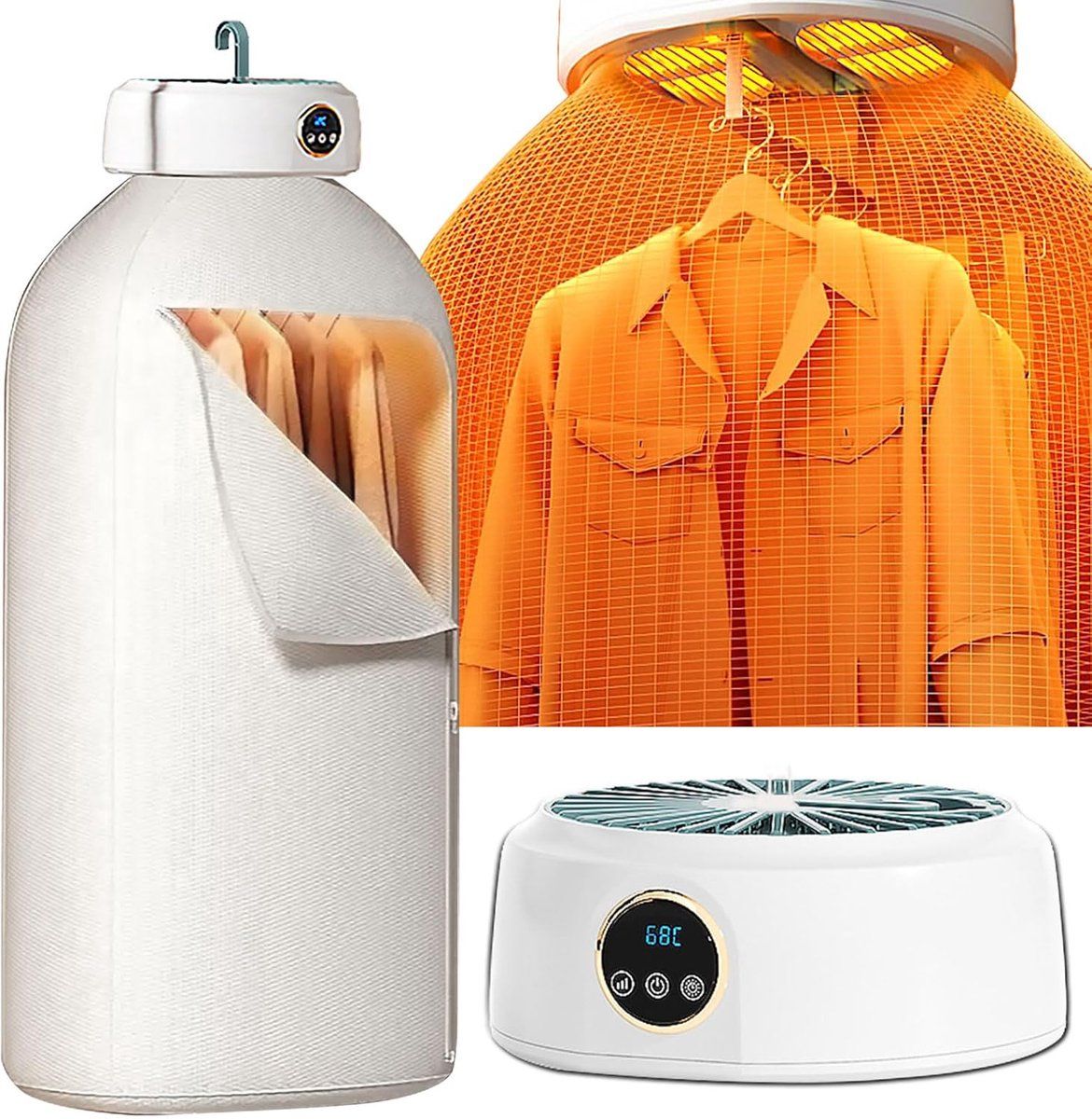 Portable Dryer, Mini Electric Foldable Dryer With Remote Control And Drying Bag, 360 Degree Hot Air Drying With Smart Timing