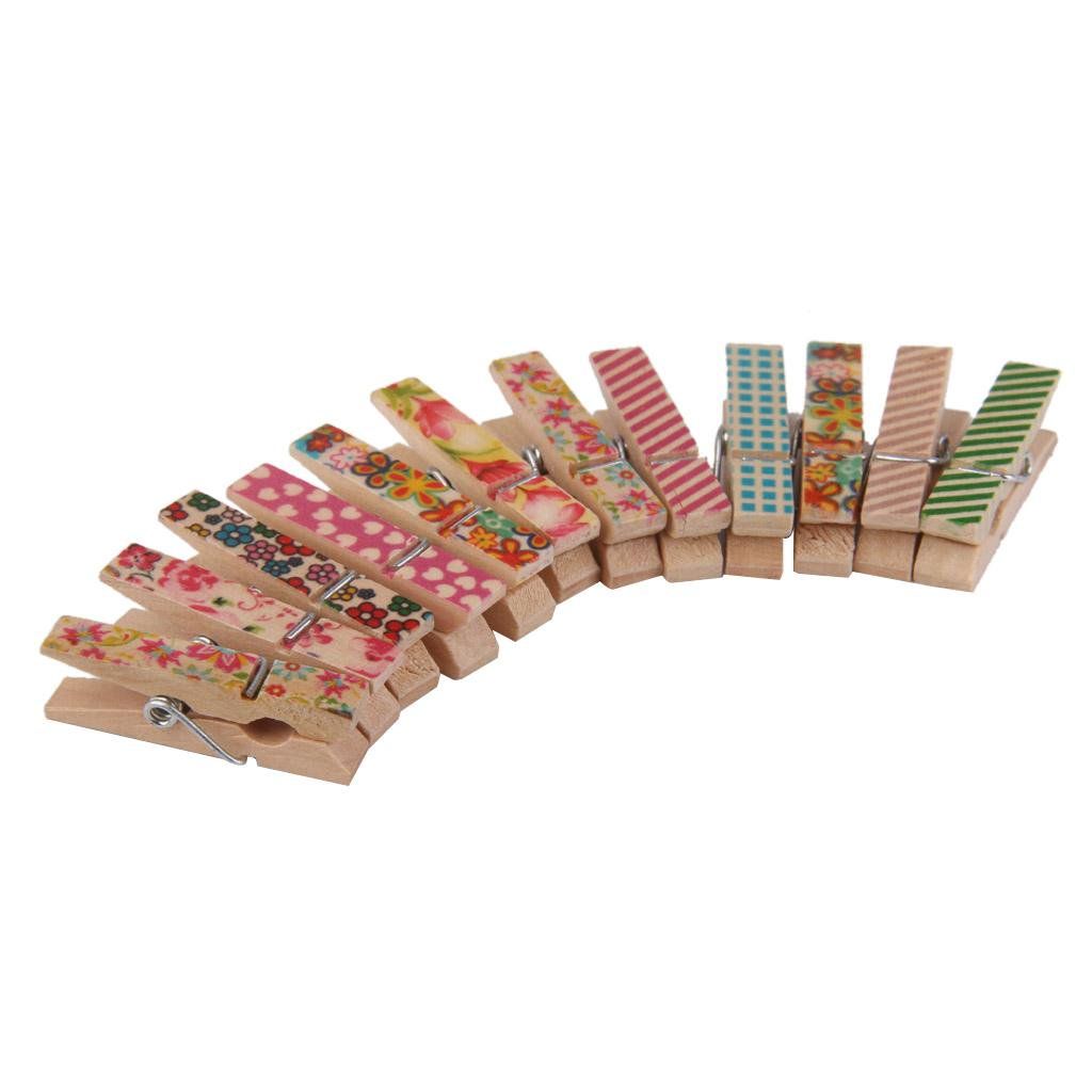 50 Pieces, Pack of Mini Clothespins, Small Wooden Clothes Pins, Photo Paper Craft Clips for Hanging Decorations, 35x10mm