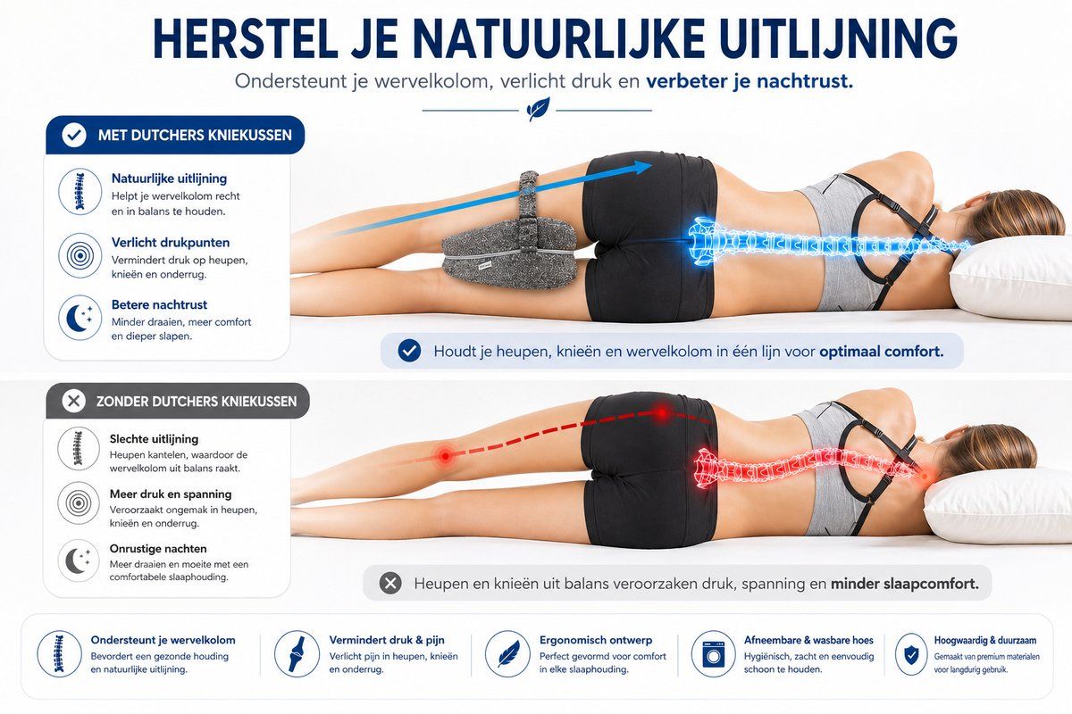 Orthopedic Knee Pillow with Strap, Side Sleeping Pillow for Bed, Ergonomic Leg Pillow, Hip Pain, Osteoarthritis, Posture Correction, Grey