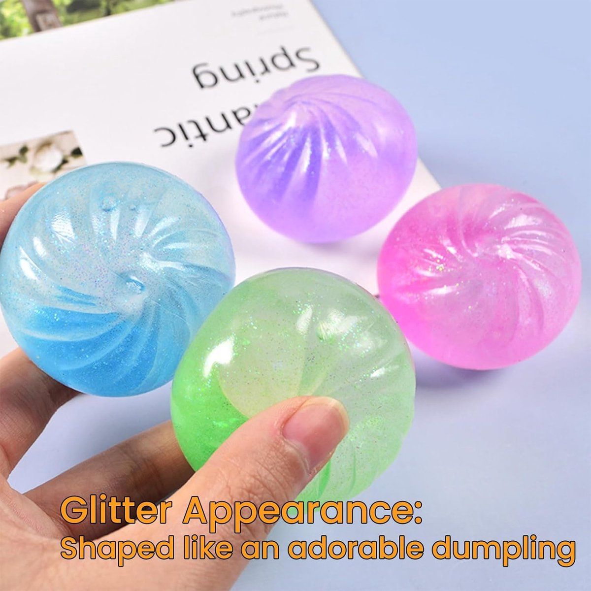 4 Pieces Giant Squishy Dumpling Squishy, Sparkling Crystal Dumplings, Anxiety Reducer, Fidget Squishy, Sensory Fidget, Decompression Toy